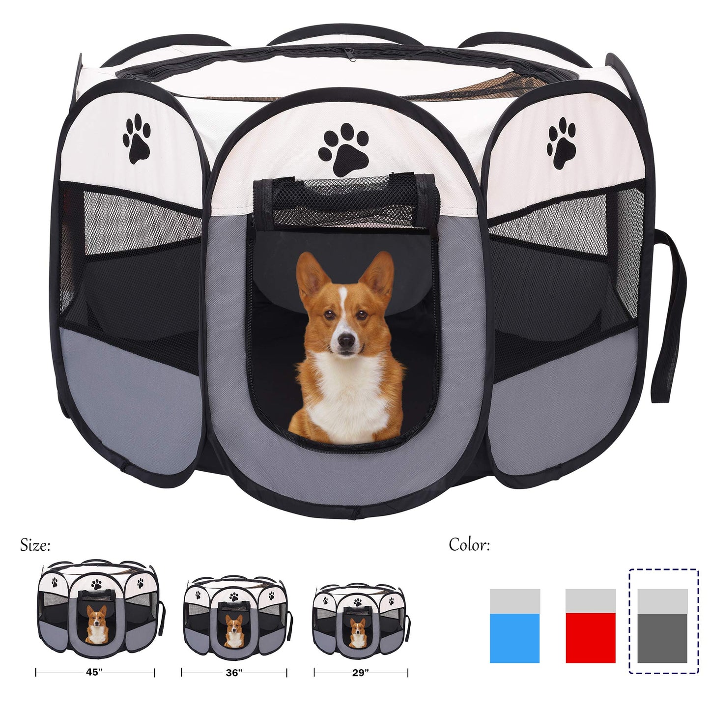 Mile High Life | Foldable Dog Playpen | Portable Dog Crate w Removable Shade Cover | Dog Kennel Indoor/Outdoor w Carry Case | Pen Tent for Dog/Cat/Rabbit