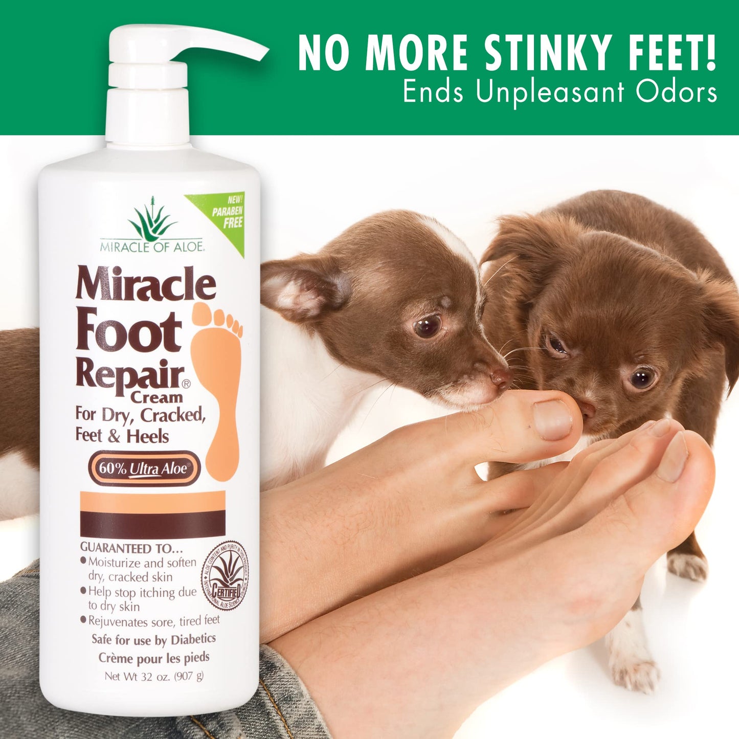 Miracle Foot Repair Cream | Fast Relief for Dry, Cracked, Itchy Feet and Heels | Moisturizes | Softens | Restores Comfort | Stops Nasty Odor