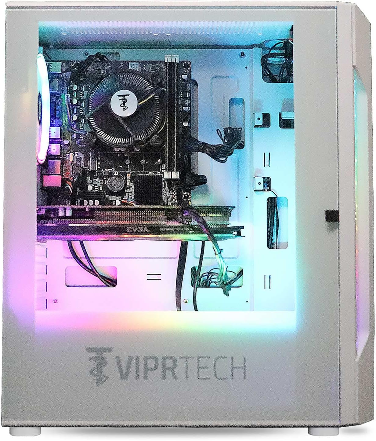 ViprTech Prime Gaming PC Computer Desktop - Intel Core i5 3rd Gen, GeForce GTX 750 4GB, 16GB RAM, 1TB HDD, WiFi, RGB Lighting, Windows 10 Pro, Streaming, Editing, White