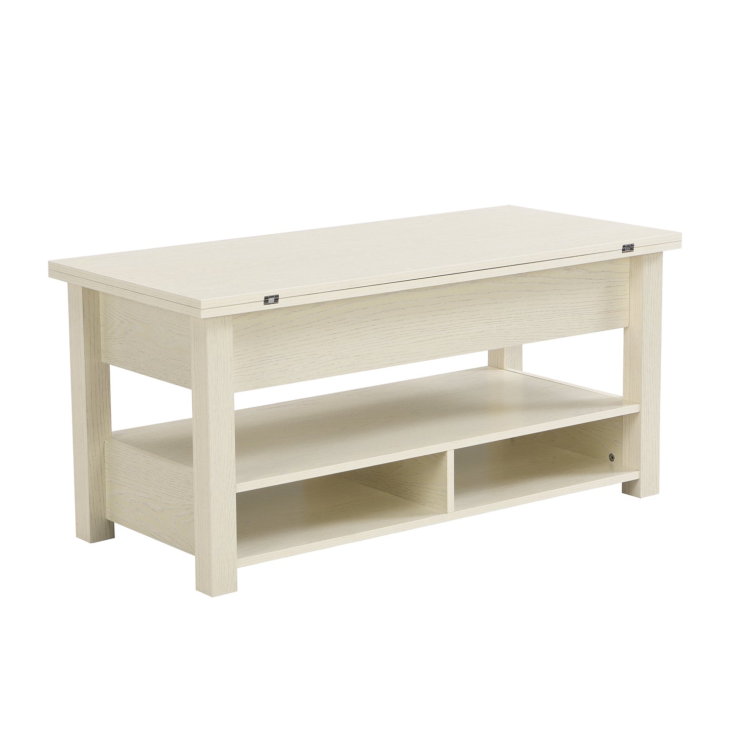 ON-TREND Lift Top Coffee Table, Multi-Functional Coffee Table with Open Shelves, Modern Lift Tabletop Dining Table for Living Room, Home Office, Rustic Ivory