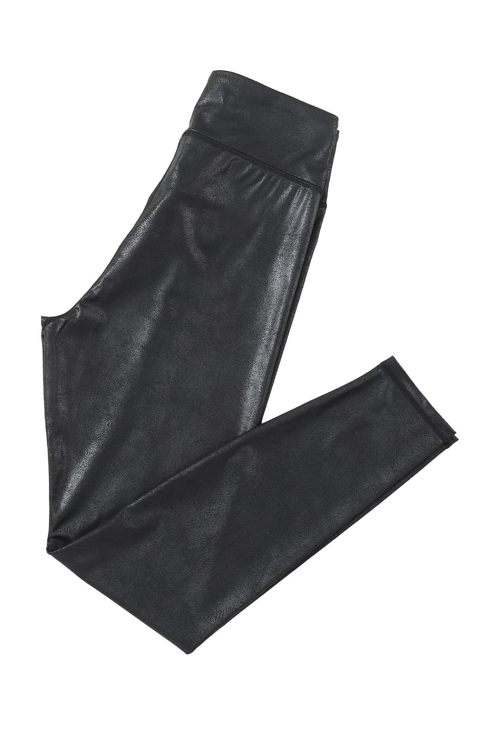 Body huggin Navy Blue Crossed Dip Waist Sleek Leather Leggings