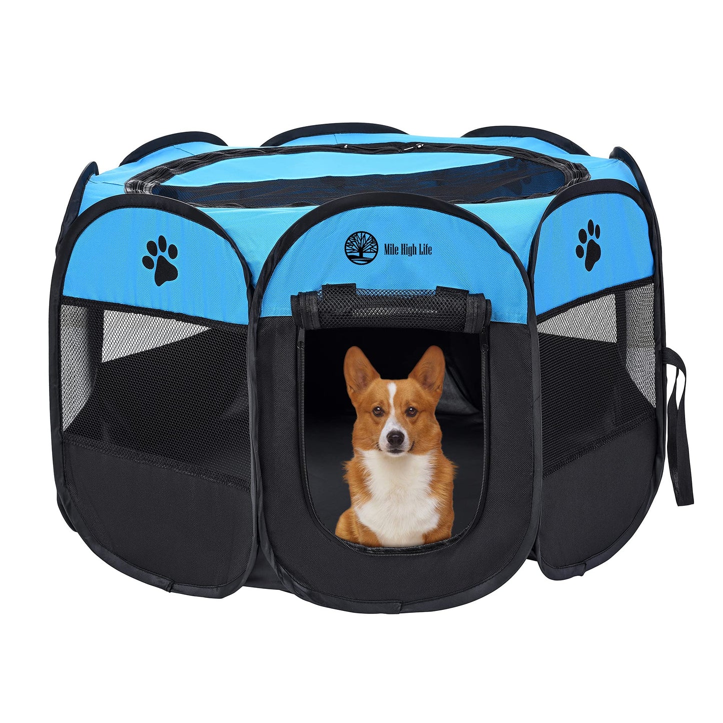 Mile High Life | Foldable Dog Playpen | Portable Dog Crate w Removable Shade Cover | Dog Kennel Indoor/Outdoor w Carry Case | Pen Tent for Dog/Cat/Rabbit