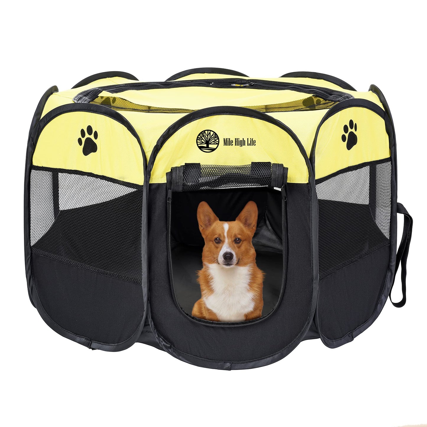 Mile High Life | Foldable Dog Playpen | Portable Dog Crate w Removable Shade Cover | Dog Kennel Indoor/Outdoor w Carry Case | Pen Tent for Dog/Cat/Rabbit