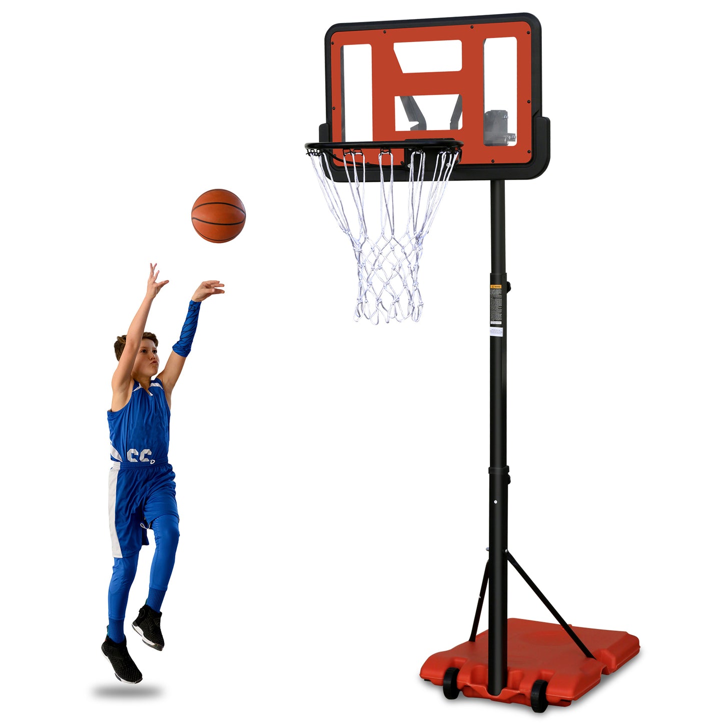 Use for Outdoor Height Adjustable 4.8 to 7.7ft Basketball Hoop 44 Inch Backboard Portable Basketball Goal System with Stable Base and Wheels