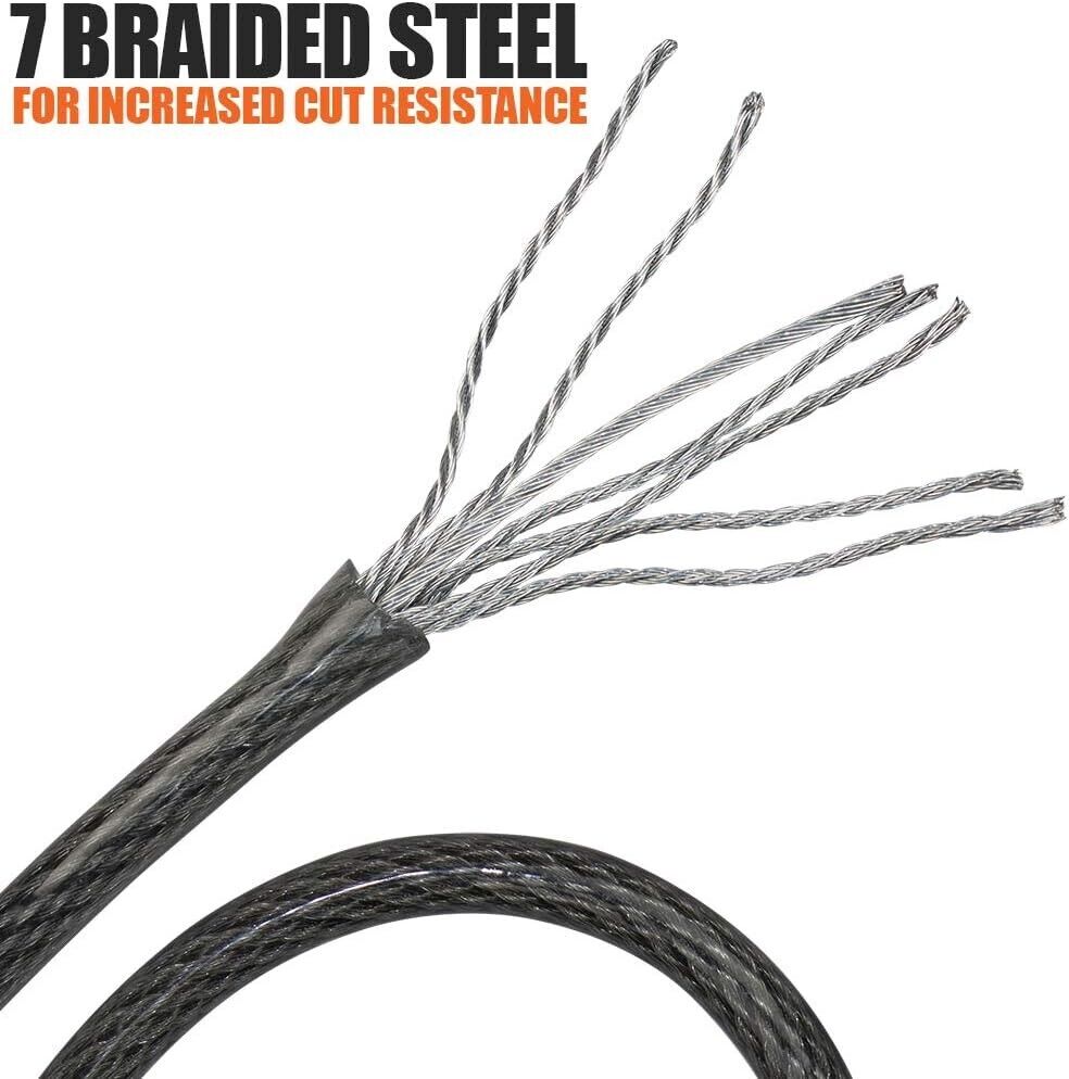 3 PACKS OF 2 BV 15FT Braided Steel Security Cable with Loops, Total cable count 6