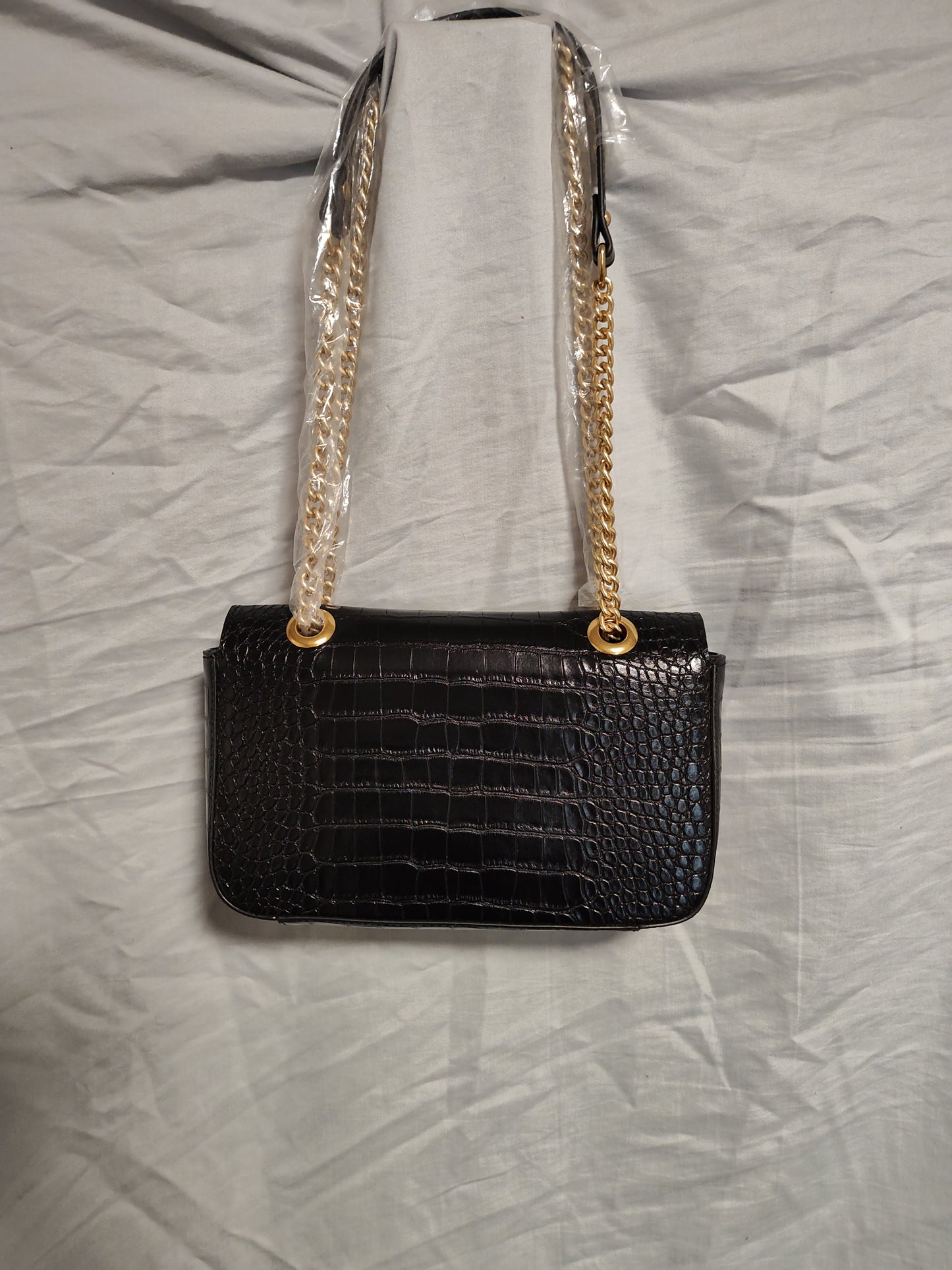 INSPIRED BY: Gucci Vintage Black Crocodile Flap Women's Shoulder Bag