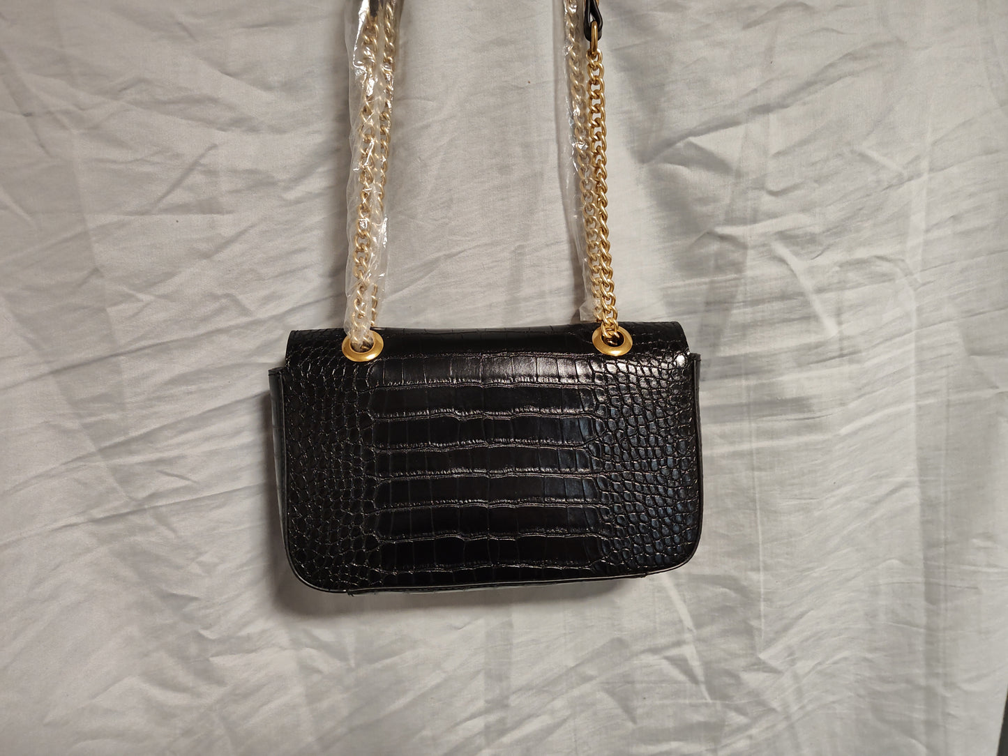 INSPIRED BY: Gucci Vintage Black Crocodile Flap Women's Shoulder Bag