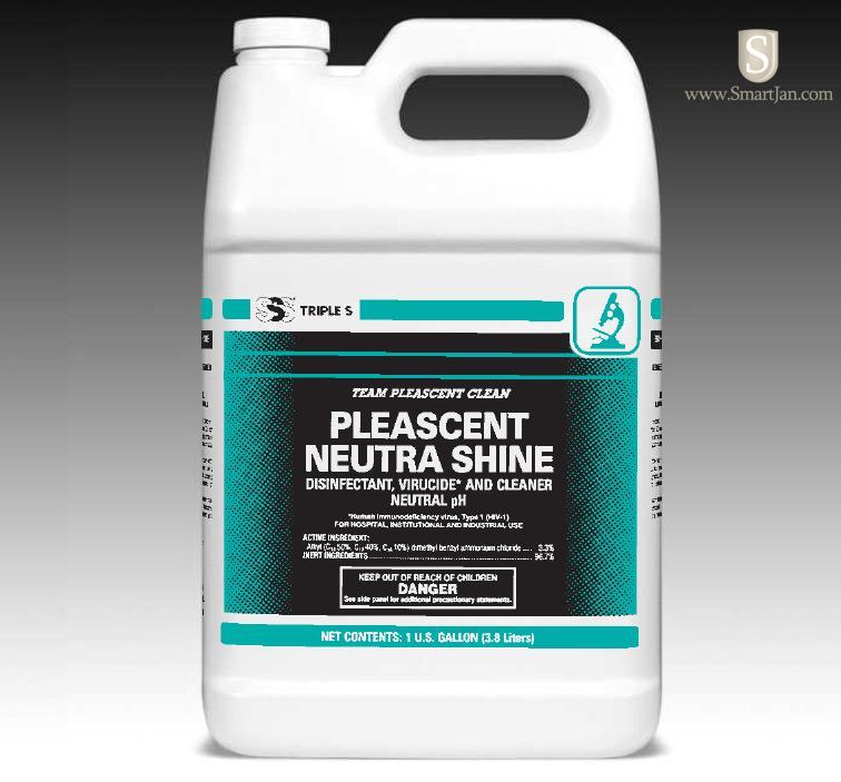 SSS PLEASCENT NEUTRA SHINE Disinfectant, Virucide & Neutral Cleaner - Gallon Bottle , 4/CS