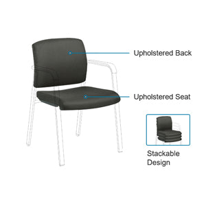 Lorell Stackable Chair Upholstered Back/Seat Kit Seat & Back Upholstery Set, Black