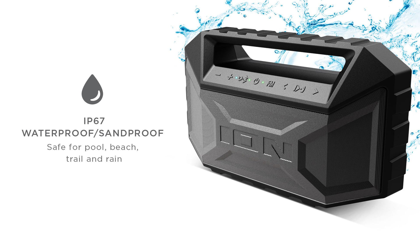 Aqua Boom Max WATERPROOF/MUDPROOF/SANDPROOF STEREO BOOMBOX WITH FM