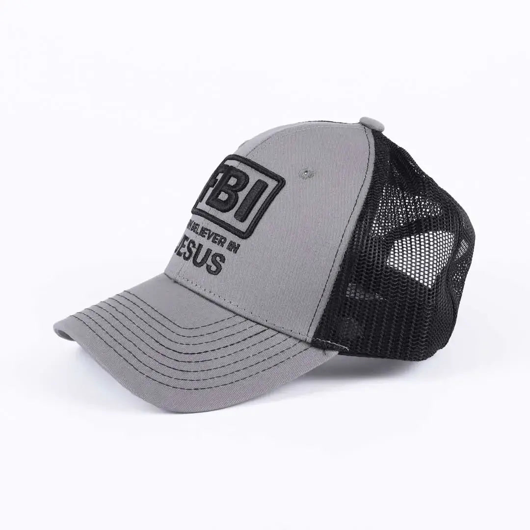 "Bad hair day? No problem, just hat it up!" Hat - Grey/Black - FBI