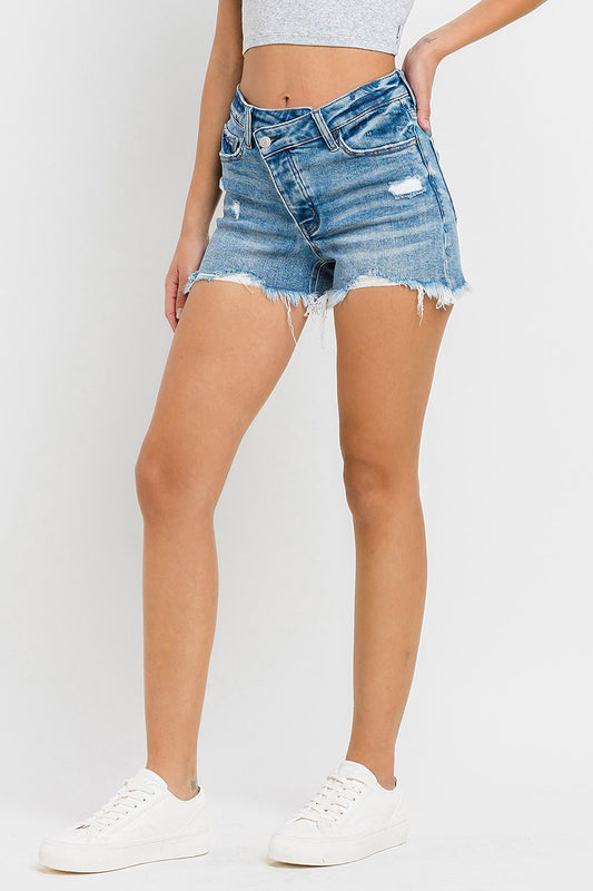 Sweet & Sexy Lovervet Stepped Waist Raw Hem Denim Shorts