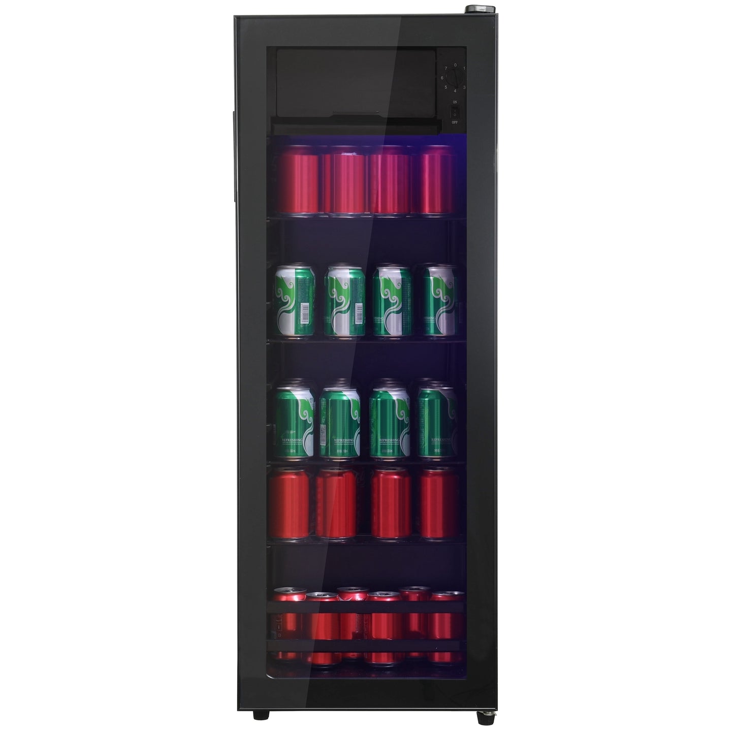 4.5Cu.ft mini fridge, 0.3Cu.ft freezer, up to 94 cans of soda, beer or wine. Silent, high-efficiency and energy-saving compressor, LED lighting, 16.10"×15.70"×43.10", home, RV, apartment, office, etc.