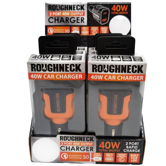 ROUGHNECK 40W OUTPUT CHARGER 4 PIECES PER DISPLAY