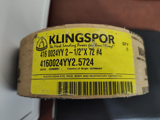 KLINGSPOR CS416 24 Grit YY 2.5"X 72 #4 Belt (5 PAK)