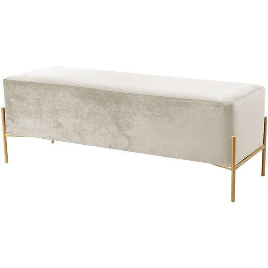 Meridian Furniture Isla Contemporary Velvet Bench in White