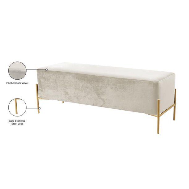 Meridian Furniture Isla Contemporary Velvet Bench in White