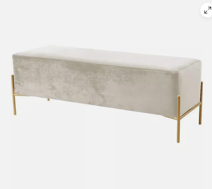 Meridian Furniture Isla Contemporary Velvet Bench in White