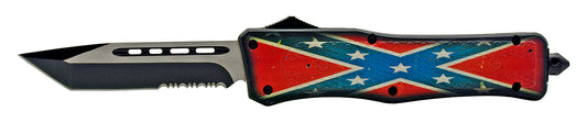 5.75" Super Heavy Duty OTF Out the Front Folding Automatic Pocket Knife - Southern Confederate Flag