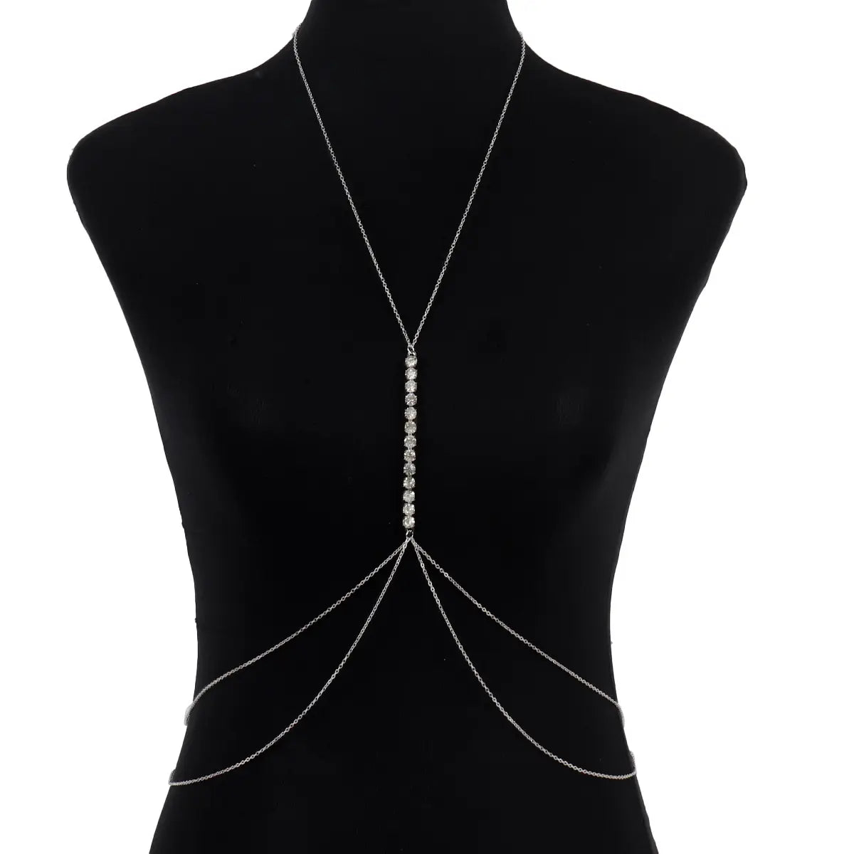 Sexy Chest Chain Necklace Layered Rhinestone Crossover Body Chain