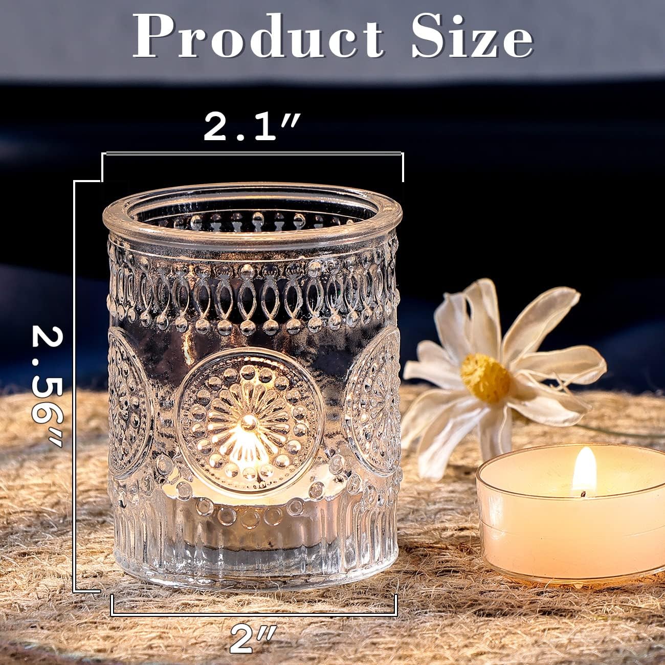 Clear Votive Candle Holders Set of 30- Glass Candle Holders Bulk for Tea Light Candle, Embossed Candle Votives for Wedding Centerpiece, Living Room & Home Table Decor