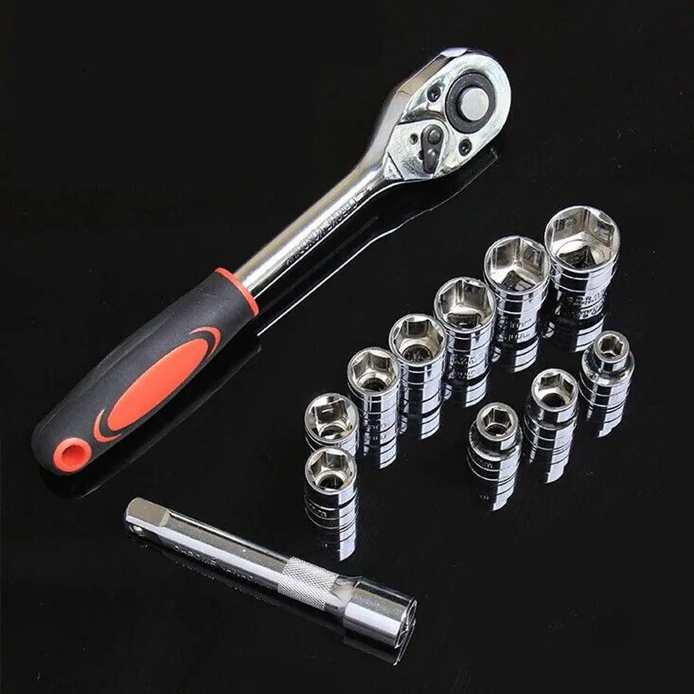 Krachtige 12Pcs 1/4 3/8 1/2 Inch Socket Ratchet Wrench Set for Bicycle Motorcycle Car Repairing Multi-function Wrench Tool