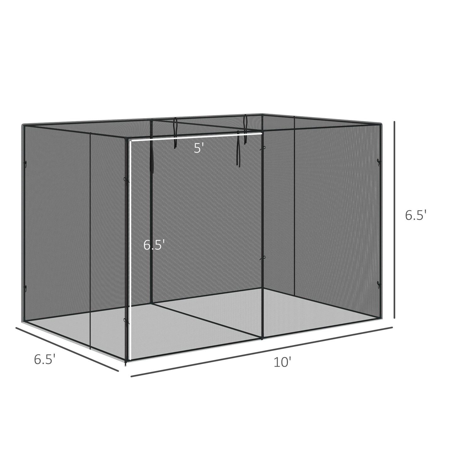 Outsunny 10' x 6.5' Crop Cage, Plant Protection Tent with Zippered Doors for Vegetable Garden, Backyard, Black