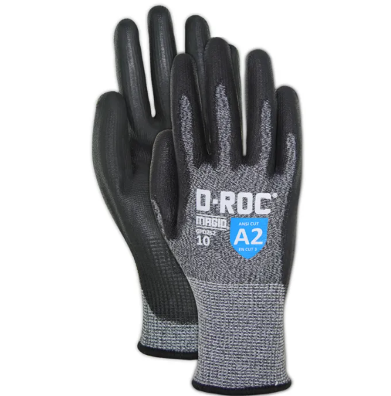 Magid D-ROC® GPD546 Hyperon® Blend Polyurethane Palm Coated Gloves - Cut Level A2 (10 PAK) SIZE 10