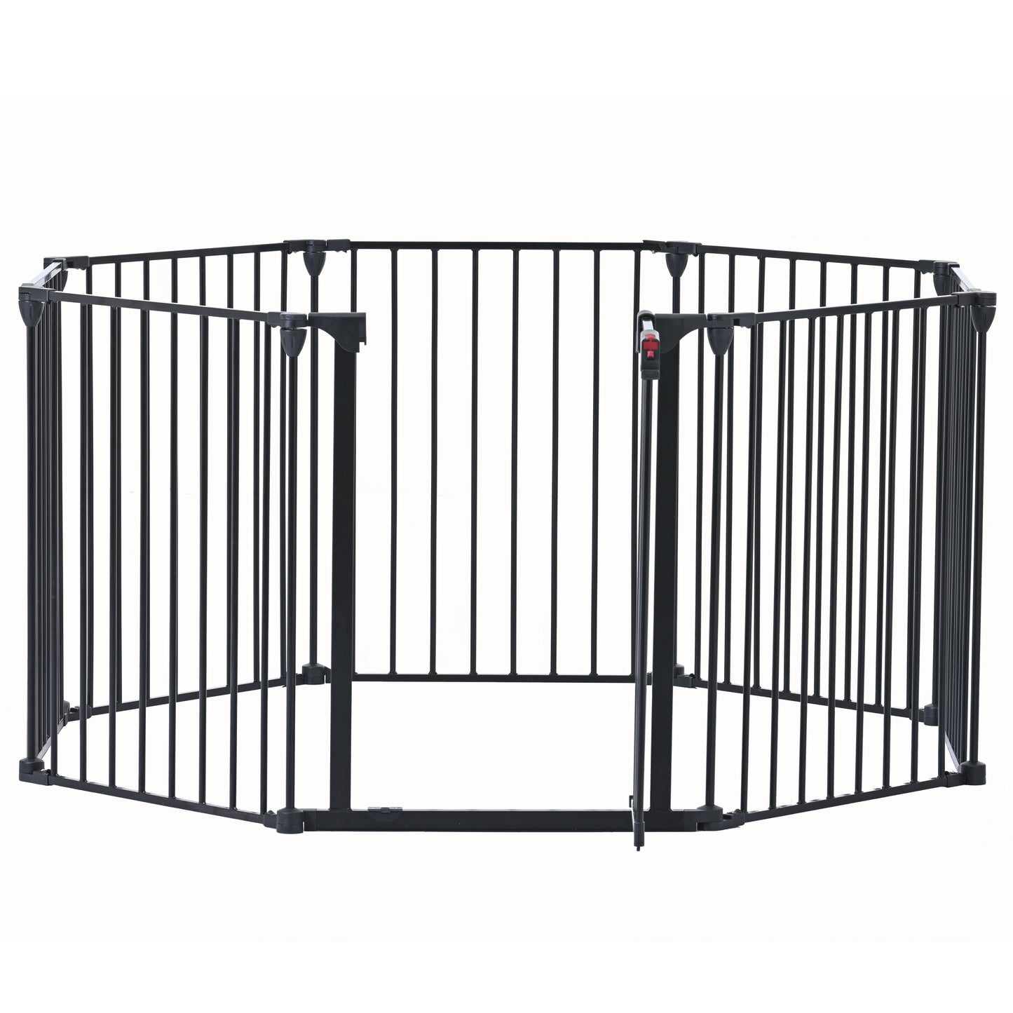 200" Adjustable Safety Gate 8 Panels Play Yard Metal Doorways Fireplace Fence Christmas Tree Fence Gate for House Stairs Gate prohibited area fence