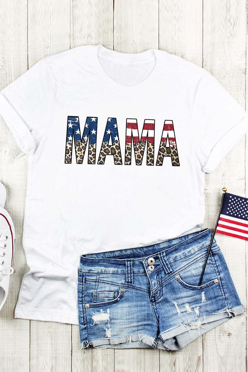 American MAMA Round Neck Short Sleeve T-Shirt
