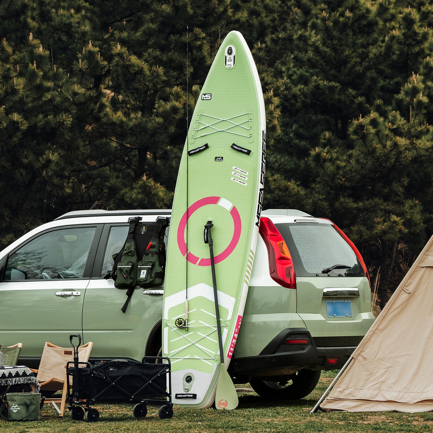 Inflatable Stand Up Paddle Board 11'x34"x6" With Premium SUP Accessories & Backpack, Wide Stance, Bottom Fin for Paddling, Paddle, Leash, Surf Control, Non-Slip Deck for Youth & Adult