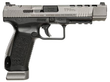 CANIK, TP9SFx, Striker Fired, Semi-automatic, Polymer Frame Pistol, 9MM, 5.2" Match Grade Barrel, Tungsten Grey, Warren Tactical Sights, 20 Rounds, 2 Magazines, Holster, Interchangeable Backstraps, Four Red Dot Interface Plates