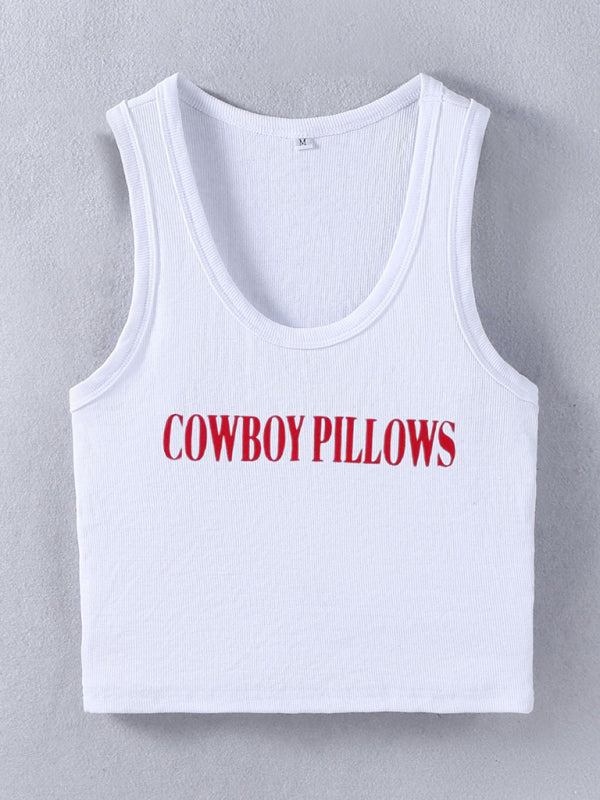 Cowboy Pillows New street style INS trendy short vest women's tops