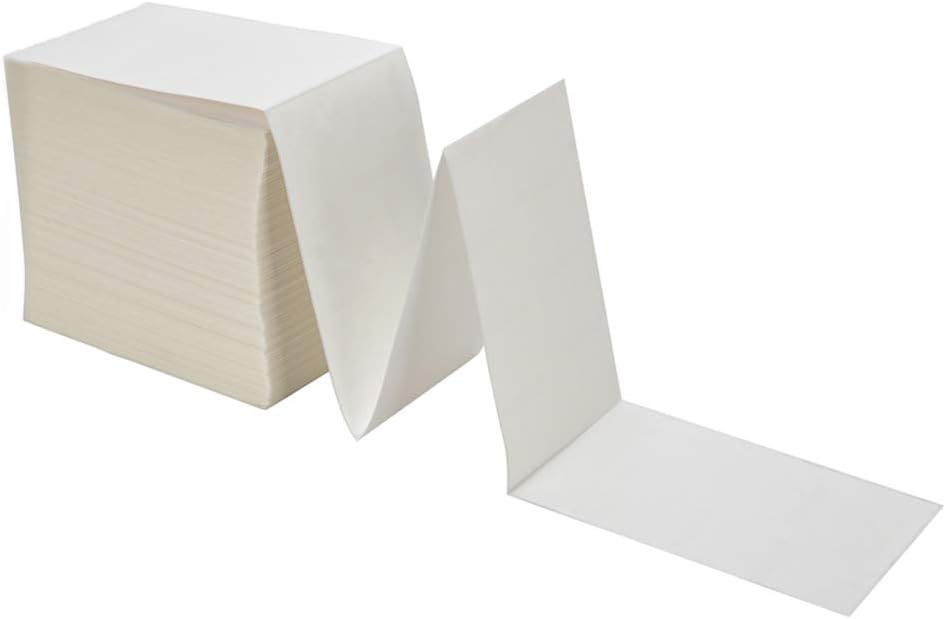 Fanfold 4 x 6 Direct Thermal Labels White Perforated Shipping Labels, 500 Labels per Stack,1 Stack