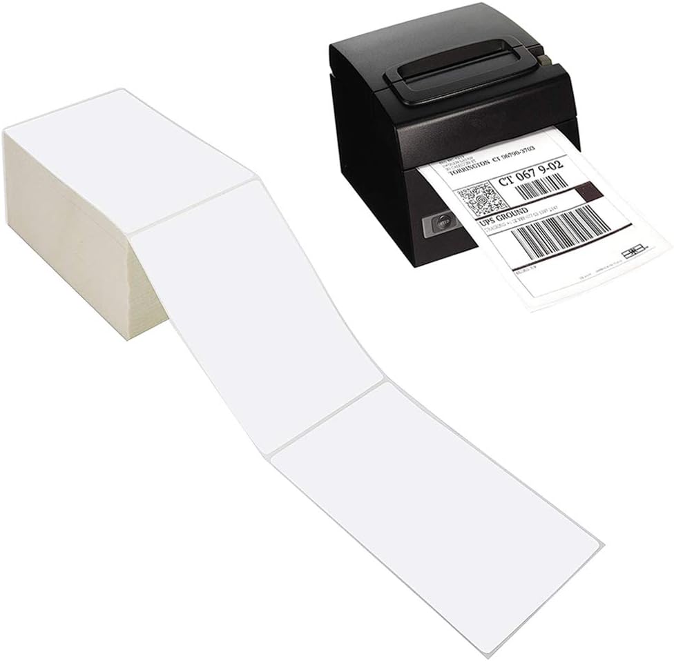 Fanfold 4 x 6 Direct Thermal Labels White Perforated Shipping Labels, 500 Labels per Stack,1 Stack