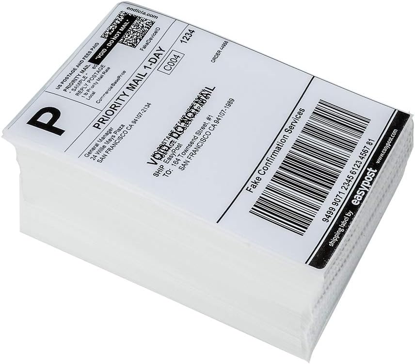 Fanfold 4 x 6 Direct Thermal Labels White Perforated Shipping Labels, 500 Labels per Stack,1 Stack