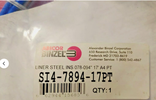 Abicor Binzel SI4-7894-17PT, Liner Steel INS 078-094" 17' A4 PT Mig Gun Part