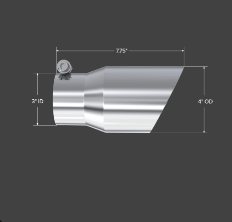 MBRP Tip, 4" O.D. Dual Wall Angled, 3" inlet, 8" length, T304