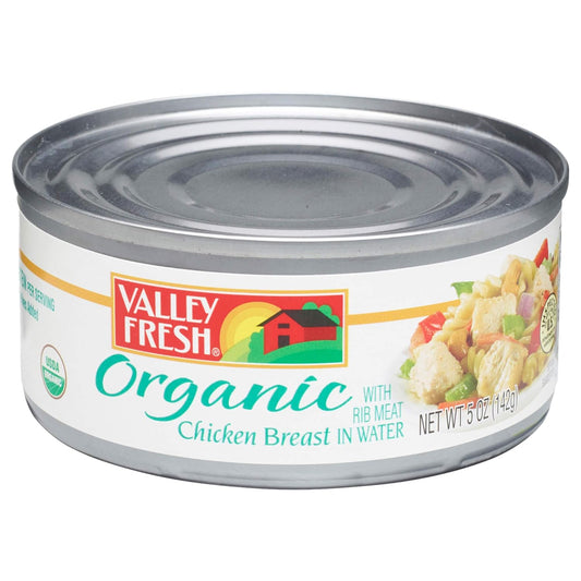 VALLEY FRESH, Organic White Chicken in Water, 10 cans at 5 Ounce each