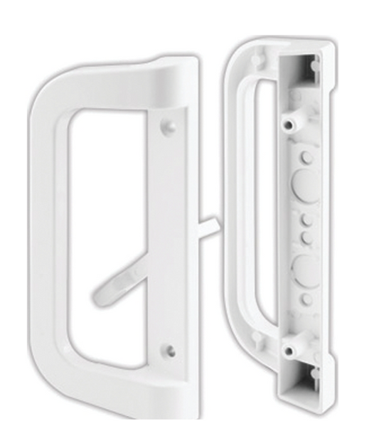 Prime-Line C 1177 Handle Set, Aluminum, Painted, 2 in Thick Door White