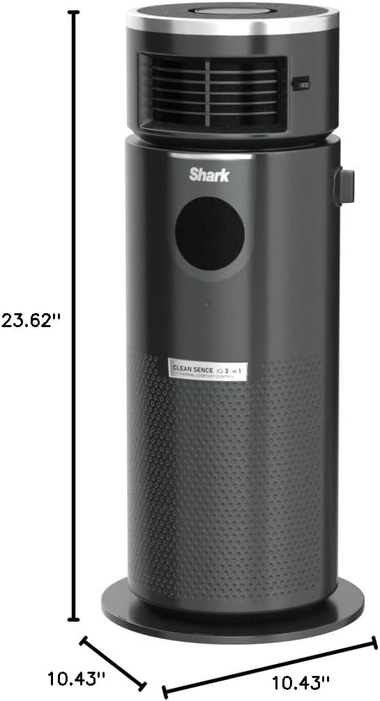 Shark HC451 3-in-1 Clean Sense Air Purifier, Heater & Fan, HEPA Filter, 500 Sq Ft, Oscillating, Small Room, Bedroom, Office, Captures 99.98% of Particles for Clean Air, Dust, Smoke & Allergens, Black