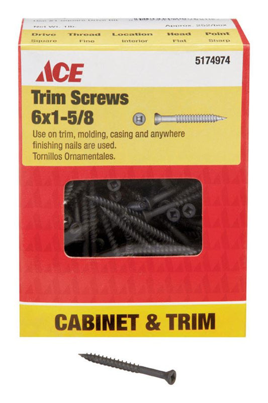 Ace Trim Screws No. 6 x 1-5/8 in. L Black Phosphate Steel FOUR 1 lb boxes