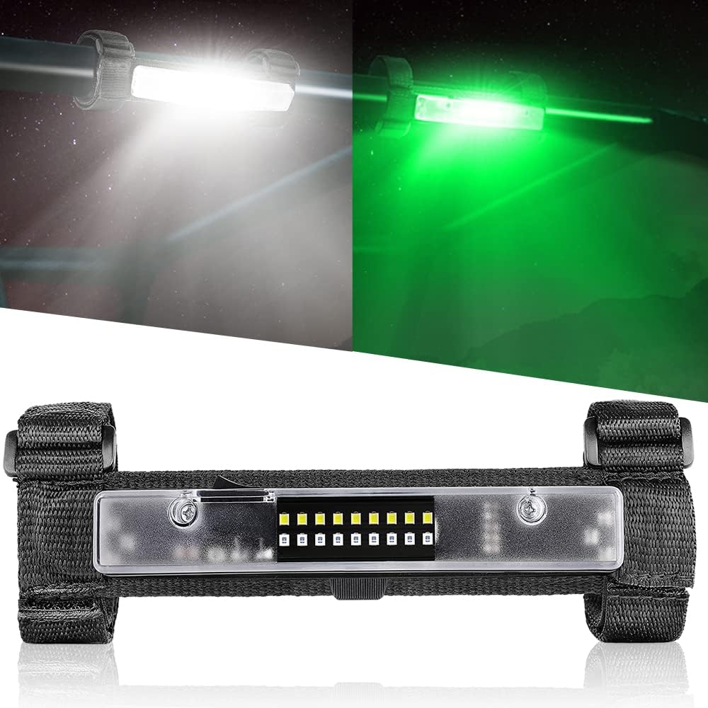 UTV Interior Dome Light Universal Roll Bar Mount LED Light Utility Roll Cage Light for UTV ATV Polaris RZR Can-Am Ranger Truck Car Off Road - White/Green