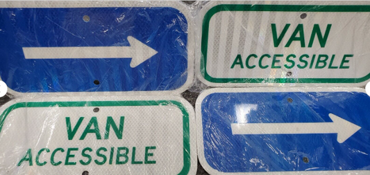 Handicap Parking Sign, Green--Van Accessible, (17 van access & 23 arrow signs-40 signs in total)