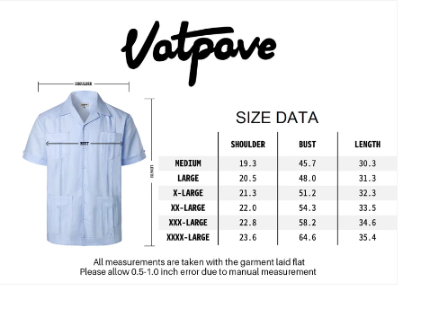 VATPAVE Mens Linen Cuban Guayabera Shirts Casual Button Down Short Sleeve Summer Shirts