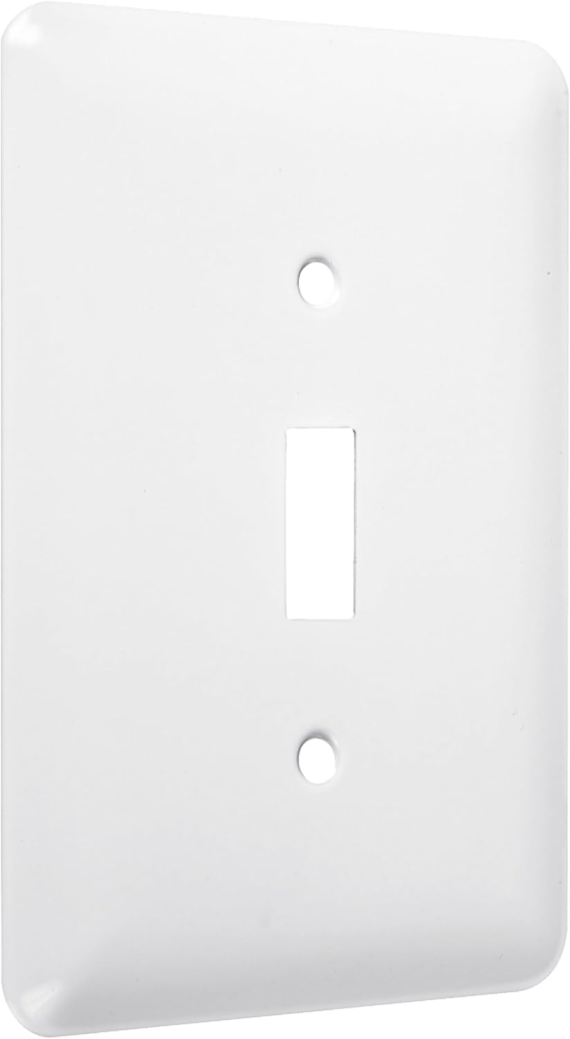 TayMac WMW-T 0.17 in x 3.5 in x 5 in 1-Gang White Smooth Metal Maxi Toggle Wall Plate WMW-T, Outlet Cover Wall Plate with Screws, Light Switch Cover Plate for 1 Device