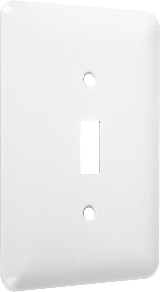 TayMac WMW-T 0.17 in x 3.5 in x 5 in 1-Gang White Smooth Metal Maxi Toggle Wall Plate WMW-T, Outlet Cover Wall Plate with Screws, Light Switch Cover Plate for 1 Device