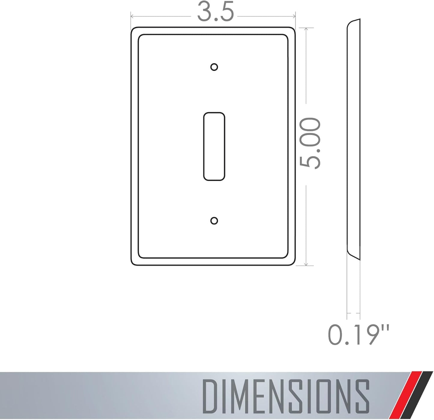 TayMac WMW-T 0.17 in x 3.5 in x 5 in 1-Gang White Smooth Metal Maxi Toggle Wall Plate WMW-T, Outlet Cover Wall Plate with Screws, Light Switch Cover Plate for 1 Device