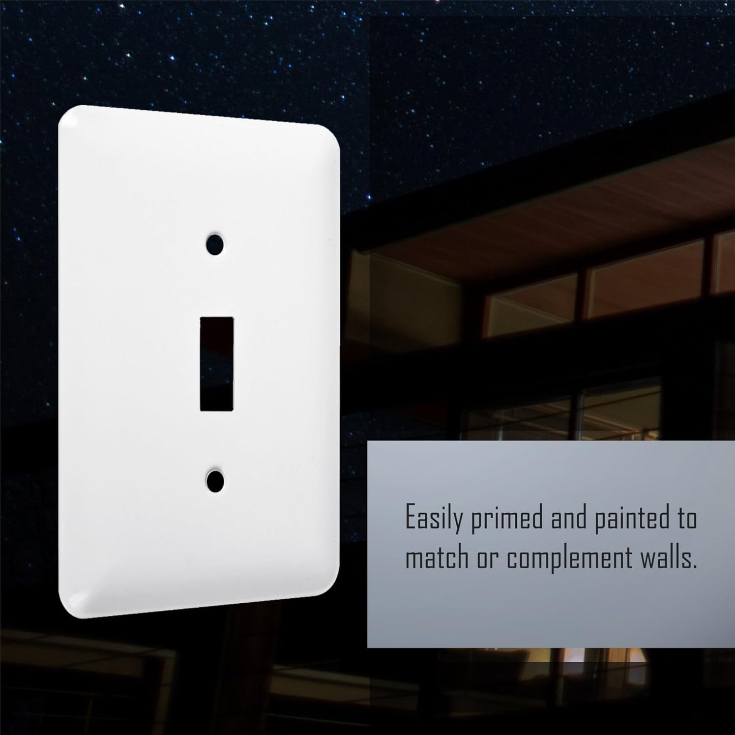 TayMac WMW-T 0.17 in x 3.5 in x 5 in 1-Gang White Smooth Metal Maxi Toggle Wall Plate WMW-T, Outlet Cover Wall Plate with Screws, Light Switch Cover Plate for 1 Device