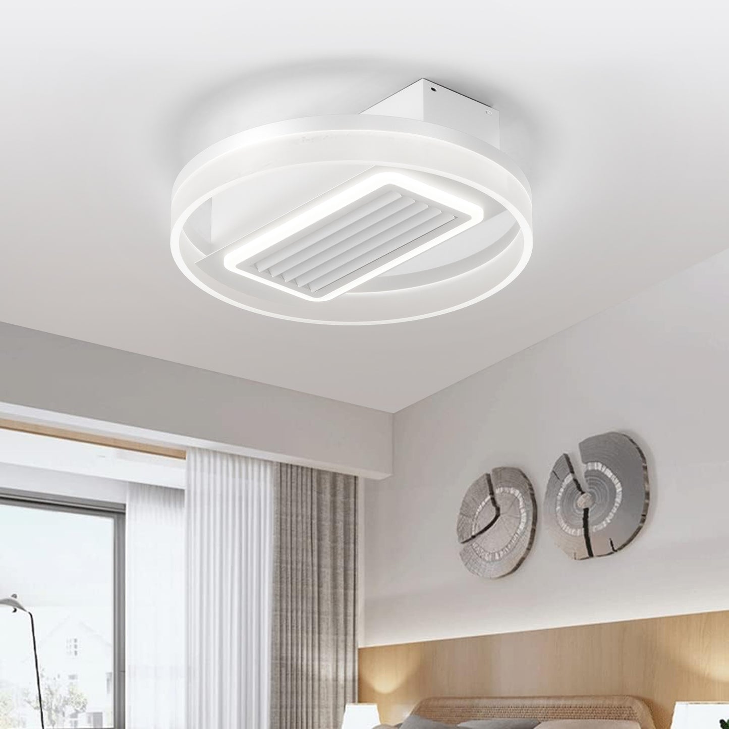 Bladeless Fan Lamp With Lights Dimmable LED